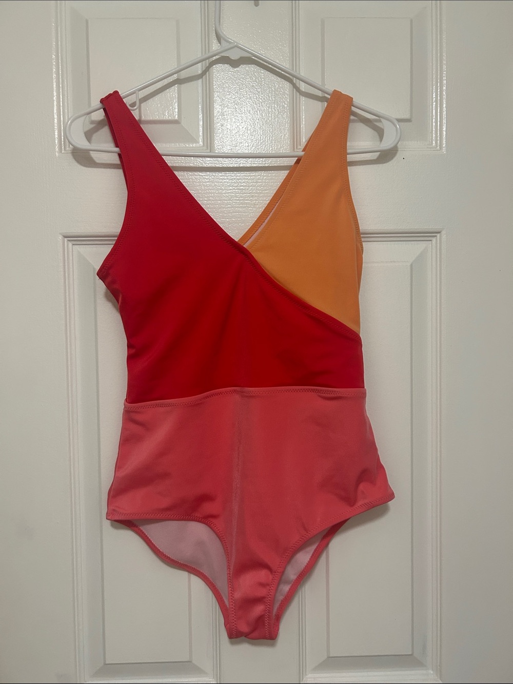 Serra Colorblock One-Piece Swimsuit in Red, Coral & Orange